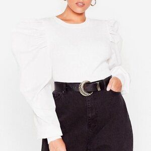 Nasty Gal Women’s Don't Puff Sleeve Me This Way Puff Shoulder Knitted Sweater
